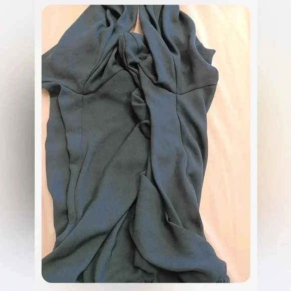 Aritzia Wilfred Drop Waist Faux Wrap Green Mini Dress Size Large - Picture 6 of 9